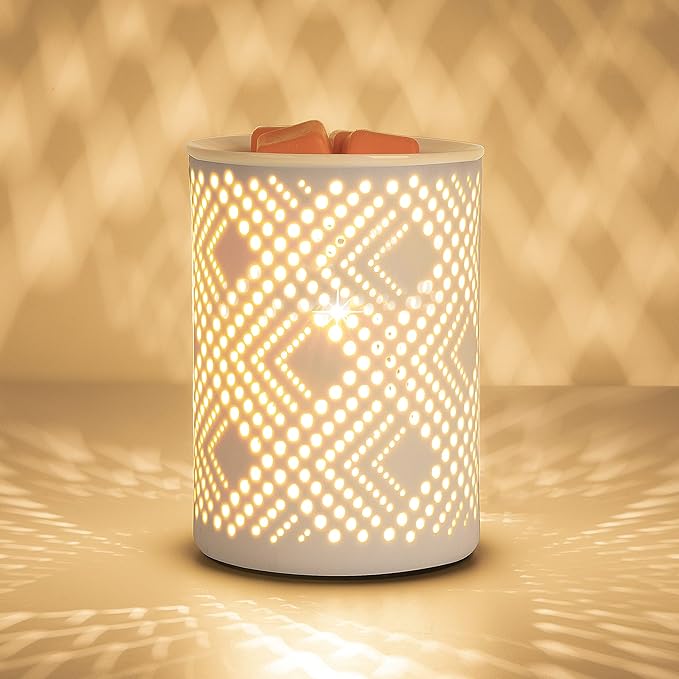 PALANCHY Wax Melt Warmer Ceramic Oil Burner Electric Candle Wax Warmer Burner Melter Fragrance Warmer for Home Office 2 Bulbs Included Gift Box Packaged (Ceramic Diamond)
