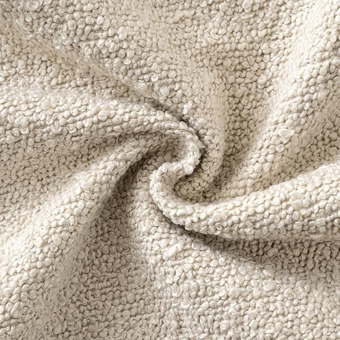 Woaboy Pack of 2 18x18 Inch Decorative Boucle Throw Pillow Covers Textured Square Pillowcaes Accent Solid Cozy Soft Cushion Covers Home Decor for Sofa Couch Living Room Home Decor,Natural Beige