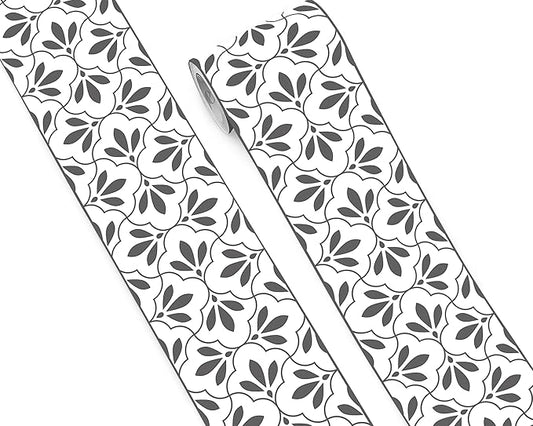 FLFK Wallpaper Border Black and White Patterns Peel and Stick Wall Border Self Adhesive Wallpapers for Living Room Bedroom Kitchen Bathroom 6"x240"