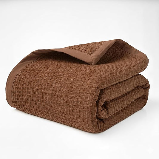 Salt Earth GOTS Certified 100% Organic Cotton Throw Blanket, 60"x80" Waffle Blankets & Throws for Bed, Throw Blanket for Couch, Cozy Christmas Blankets and Throws for Christmas Gifts (Potting Soil)
