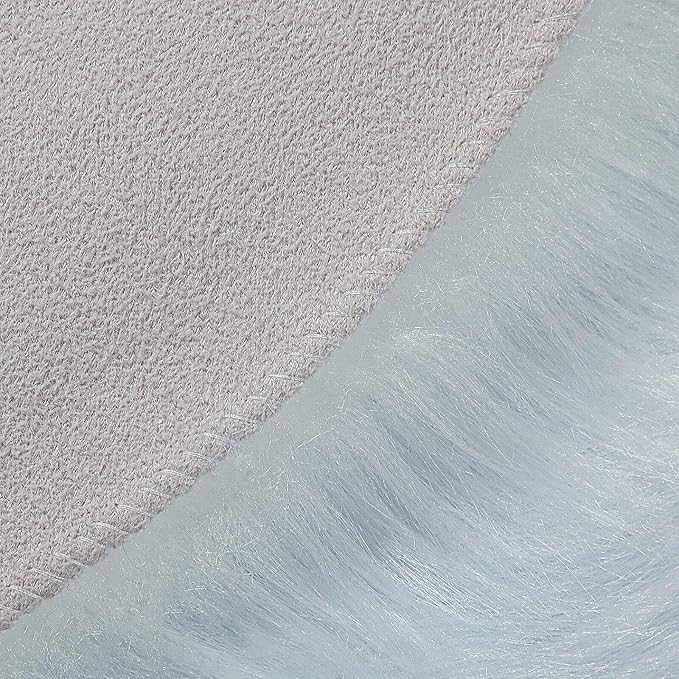 Faux Fur Rug Sheepskin Shag Fluffy Fuzzy White 3x3 ft Rugs for Bedroom Bedside Bed Floor Living Room Plush Round High-Density Cushion Carpet Super Sofa Cover