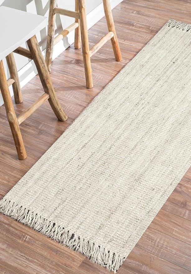 Nuloom Daniela Off-White, 3' x 5', Handmade, Jute, Tassel, Soft and Textured, High Traffic, Stain Resistant, Easy Clean, Durable Area Rug for Bedroom, Living Room, Dining Space, Foyer, Entryway