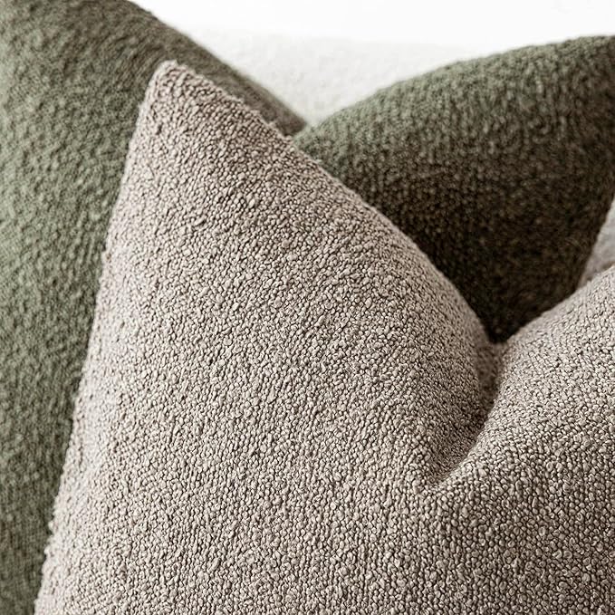 Foindtower Decorative Textured Boucle Throw Pillow Covers Accent Solid Pillow Cases Neutral Soft Cozy Couch Cushion Case for Chair Sofa Bedroom Living Room Home Decor 20x20 Inch,1PC,Light Taupe