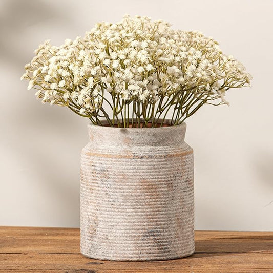 Ceramic Flower Vase 7.5 inch Farmhouse Rustic Vase for Home Decor Handcrafted Pottery Terracotta Vases for Dining Table Decor Fireplace Living Room Bathroom Wedding Centerpiece (L-Terracotta)