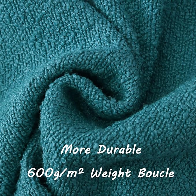 FUTEI Pack of 2 Teal Blue Decorative Throw Pillow Covers 12x20 Inch Soft Cozy Solid Boucle Textured Lumbar Pillow Cases,Modern Home Decor for Couch Bed Living Room