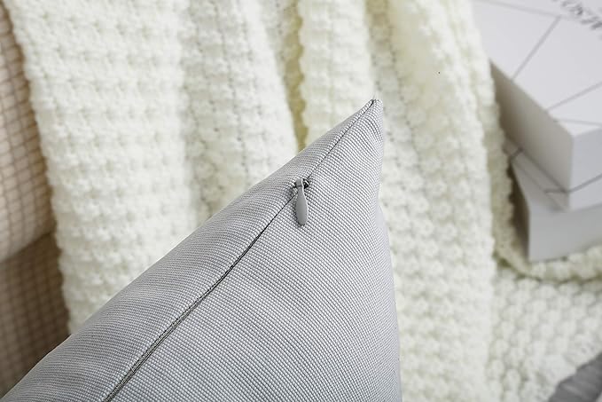 TangDepot Handmade Decorative Solid 100% Cotton Canvas Throw Pillow Covers/Pillow Shams, (18"x18", Gray Stone)