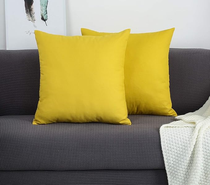 TangDepot Handmade Decorative Solid 100% Cotton Canvas Throw Pillow Covers/Pillow Shams, (28" x28" , Deep Yellow, 1 Count (Pack of 1))