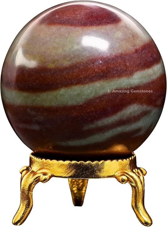 Amazing Gemstone Narmada Shiva Lingam Crystal Ball with Stand - 1.5" Inches Crystal Sphere Meditation Balls for Witchcraft and Decorative Balls