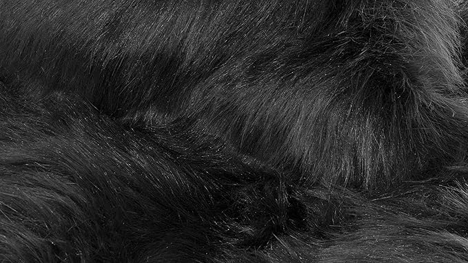 Luxe Gordon Faux Fur Rug with Soft and Fluffy Pile | Machine Washable Living Room Rug with Anti-Slip Backing | Cruelty-Free Area Rugs for Office or Bedroom, Black, 6 ft x 6 ft
