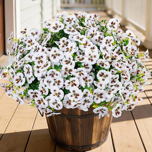 Artificial Flowers, 24 Bundles, Decorative Bouquets for Home, Wedding, Garden, Office Decor (White)