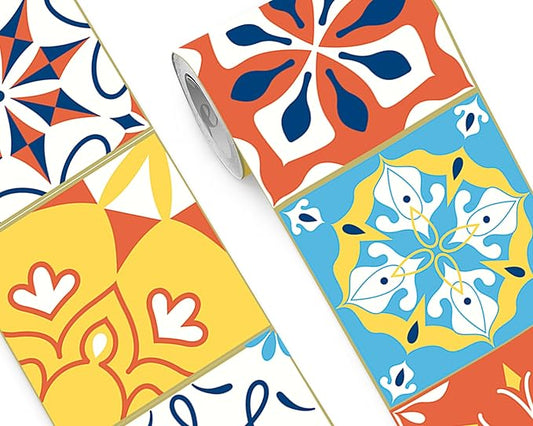 FLFK Wallpaper Border Tile Stickers Peel and Stick Wall Border for Kitchen Backsplash Bathroom Shower Room,10"x240"