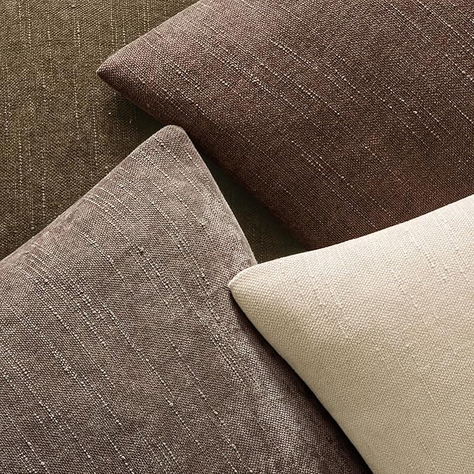 MIULEE Pack of 2 Decorative Throw Pillow Covers Soft Chenille Euro Throw Pillows Solid Textured Cushion Covers for Couch Sofa Bedroom Living Room 24x24 Inch, Chocolate