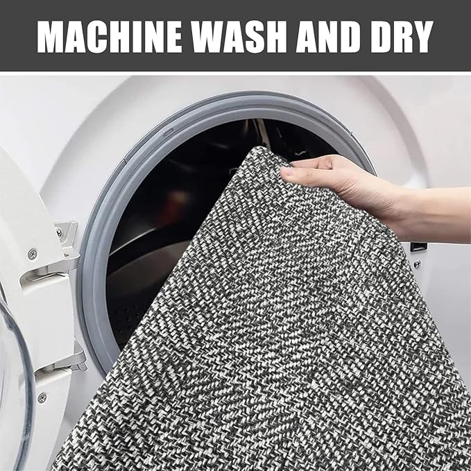 Collive Hallway Runner Rug, 2' x 5' Soft Washable Kitchen Runner Rug, Grey Contemporary Modern Laundry Room Rugs Indoor Hand-Woven Cotton Carpet for Bedroom Entryway Front Door Farmhouse