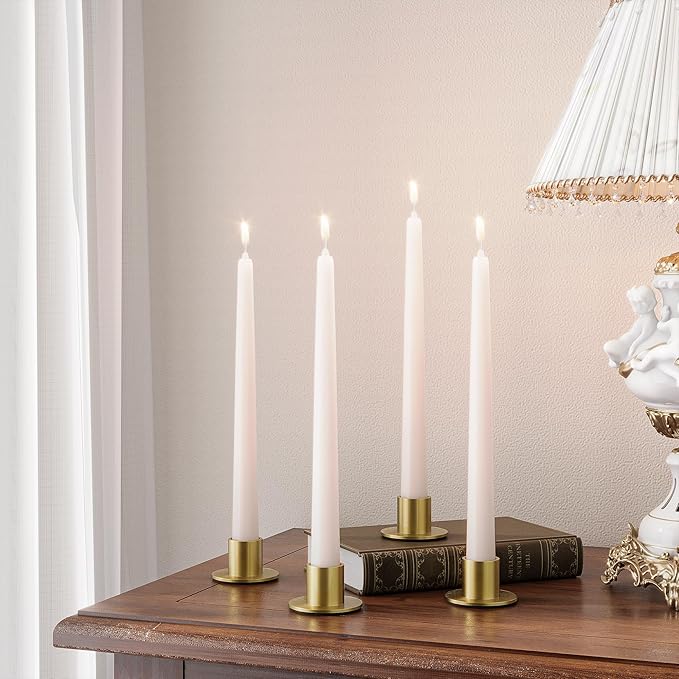 6 Pcs Brass Candle Holder - Elegant Taper Candle Holders, Classic Brass Candlestick Holders for Table Centerpiece, Festive Christmas Mantel Display or Sophisticated Home Decor