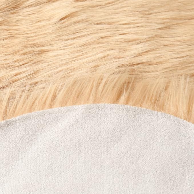 Fluffy Faux Fur Rug Brown Sheepskin Area Rug,4x6 Ft Ultra Soft Shaggy Plush Rug for Bedroom Bedside Living Room Nursery Kids Room