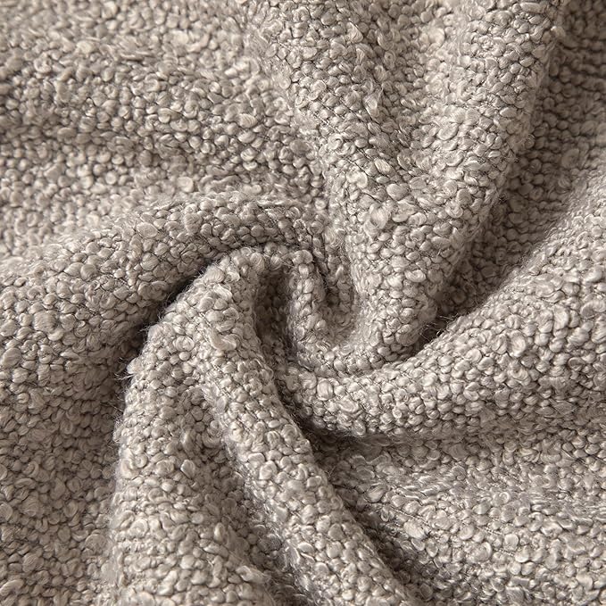 JUSPURBET 18x18 Throw Pillow Covers Set of 2 Decorative Pillow Covers for Couch Sofa Bed Cozy Boucle Textured Cushion Covers Cases with Invisible Zipper for Living Room Home Decor,Gray