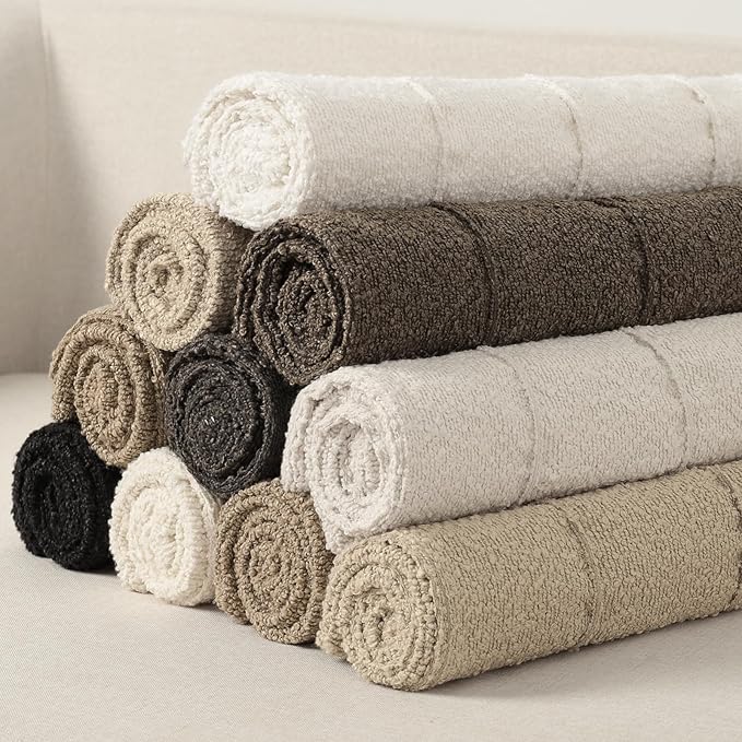 YCOLL Textured Boucle Throw Pillow Covers 18x18 Pack of 2 - Soft Neutral Striped Cushion Covers, Cozy Accent Decorative Pillow Covers for Couch, Sofa, Bed, Living Room (Cream)