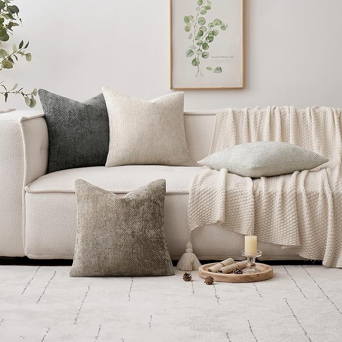 MIULEE Pack of 2 Lumbar Couch Throw Pillow Covers 20x12 Inch Dark Gray Modern Boho Accent Decorative Pillow Covers Soft Chenille Farmhouse Cushion Covers for Home Decor Bed Sofa Living Room