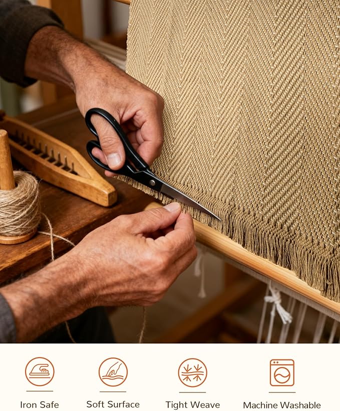 BESTSWEETIE 6x9 Washable Rug Hand-Woven Low Pile Soft Modern Farmhouse Bohemian Decor Reversible Braided Rugs with Tassels Throw Carpet for Living Room Bedroom Entryway Bathroom, Natural Jute