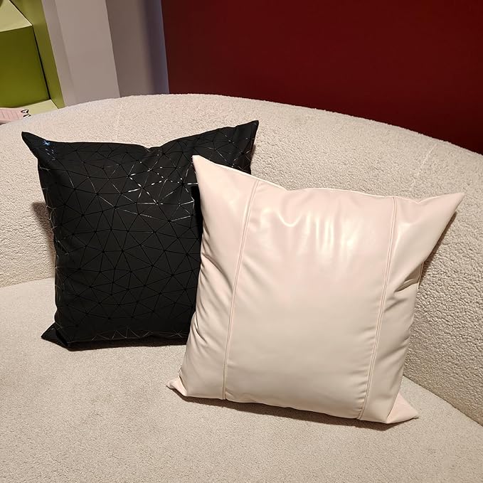 Faux Leather Throw Pillow Covers 20X20 Inch Beige Brown Outdoor Modern Farmhouse Solid Decorative Pillow Covers for Room Couch Living Bedroom Bed Sofa