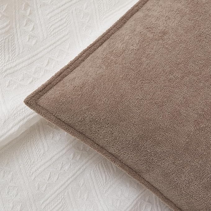 Kevin Textile 14x20 Inch Lumbar Pillow Cover 1 Pack Soft Boucle Textured Decorative Waterproof Rectangle Cushion Elegant Accent Pillow for Couch Sofa Chair Bed Home Decor Indoor Outdoor Taupe