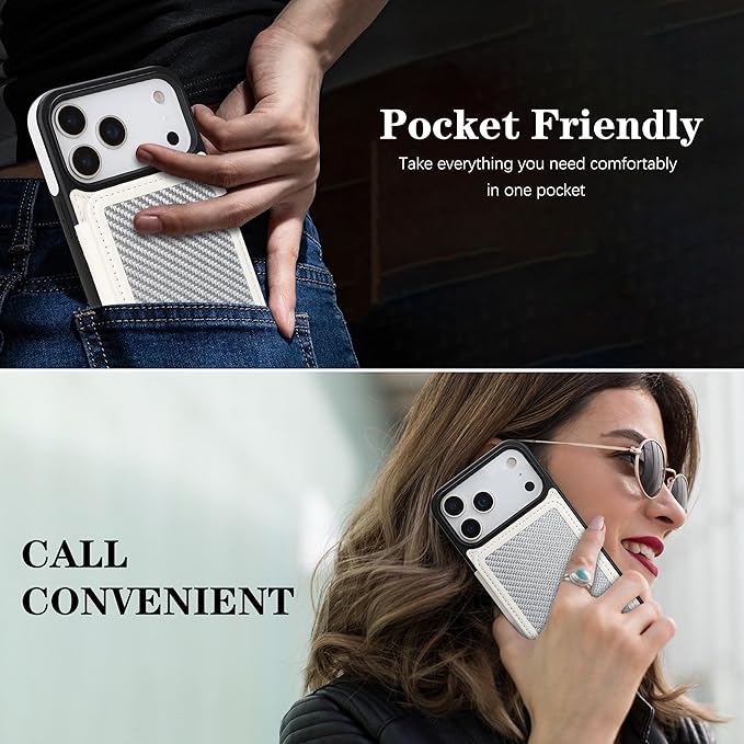 GUERNICA for iPhone 17 Pro (6.3") Case Wallet with Card Holder, RFID Blocking Leather Protection, Shockproof Women Men Phone Case for Apple 17 Pro, A - Silver White