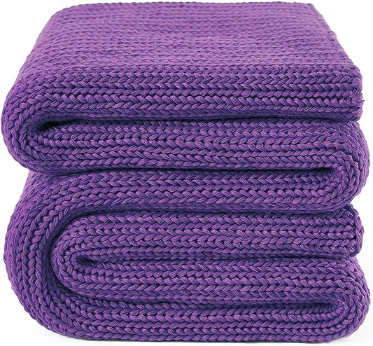 Guohaoi Knitted Weighted Blanket for Adults (Purple 48"x72" 12lbs) No Beads Cooling Throw Blanket for Hot Sleepers, Home Decor Breathable Chunky Knit Heavy Blanket Use on Full Size Bed