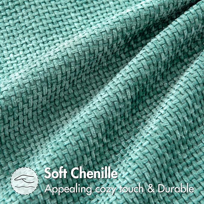 MIULEE Pack of 2 Couch Throw Pillow Covers 20x20 Inch Aqua Green Modern Boho Accent Decorative Pillow Covers Soft Chenille Farmhouse Cushion Covers for Home Decor Bed Sofa Living Room