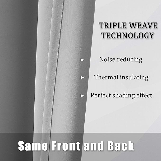 DUALIFE Light Grey Blackout Curtains Short Grommet Curtains 38 X 45 Inch Length Set of 2 Panels Thermal Insulated Solid Energy Efficient Room Darkening Bedroom Curtains