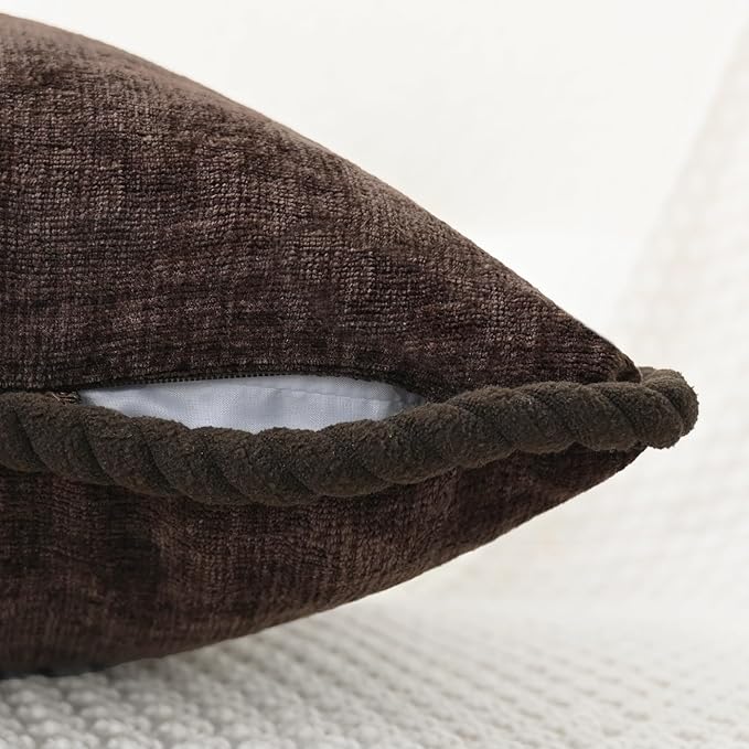 CaliTime Decorative Couch Throw Pillow Covers 20 X 20 Inches Pack of 2 Cozy Chenille Piping Edge Cushion Cases for Sofa Bed Living Room Home Coffee