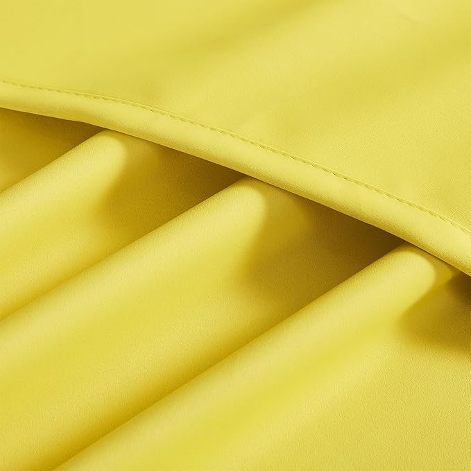 DUALIFE Yellow Blackout Curtains - Room Darkening Grommet Thermal Insulated Small Window Curtain for Kids Bedroom, 2 Panels Sets (52 x 45 Inches Long, Illuminating Yellow)