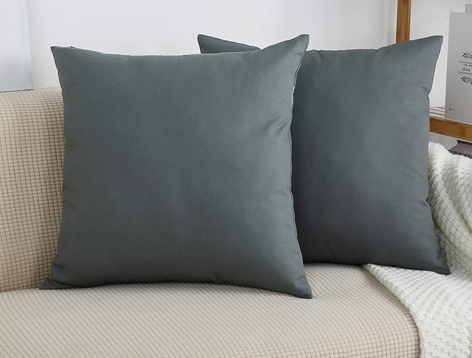TangDepot Handmade Decorative Solid 100% Cotton Canvas Throw Pillow Covers/Pillow Shams, (28" x28" , Steel Grey, 1 Count (Pack of 1))