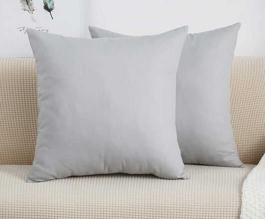TangDepot Handmade Decorative Solid 100% Cotton Canvas Throw Pillow Covers/Cushion Covers, 45 Colors Available - (18" x18" , Gray Stone, 2 Count (Pack of 1))