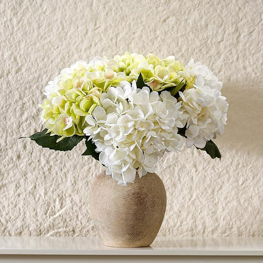 White Ceramic Rustic Flower Vase, 6.3 Inch Pottery Modern Vase for Shelf, Tabletop, Vintage Farmhouse Home Decor for Coffee Table, Living Room, Mantle, Fireplace, Entryway