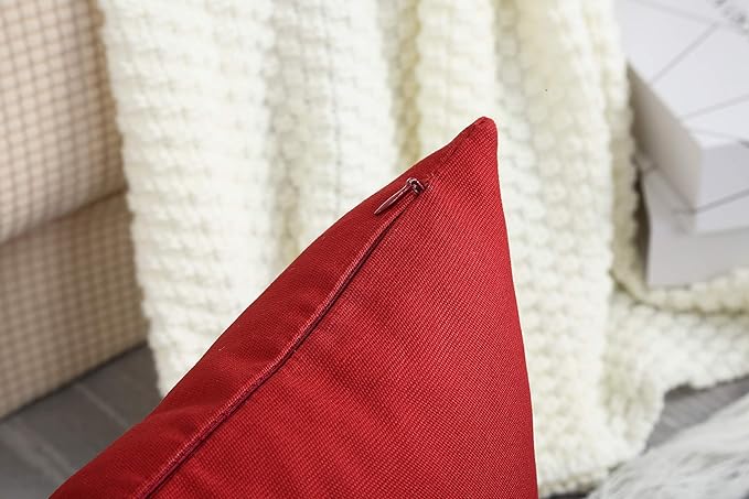 TangDepot Handmade Decorative Solid 100% Cotton Canvas Throw Pillow Covers/Cushion Covers, 45 Colors Available - (16" x16" , Deep Red, 2 Count (Pack of 1))