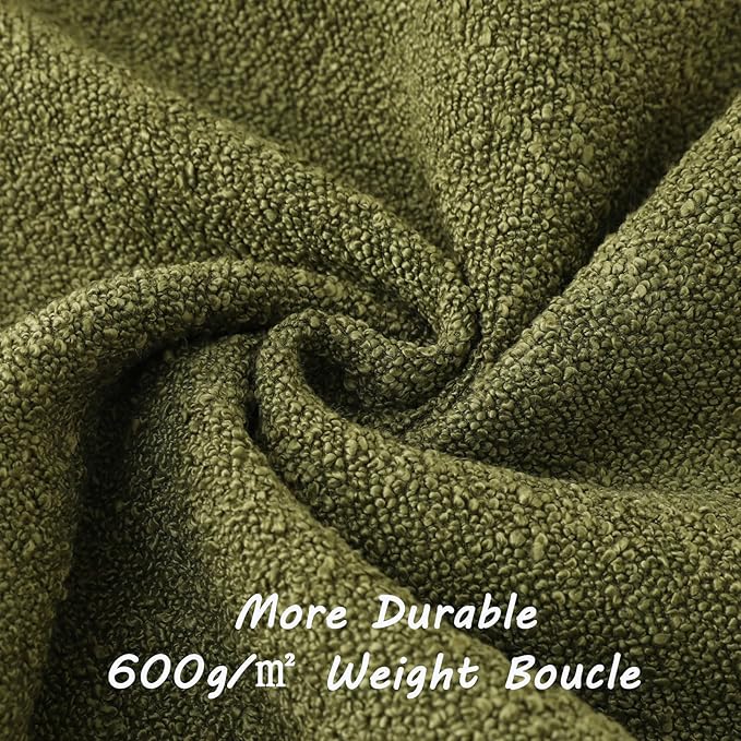 FUTEI Pack of 2 Moss Green Decorative Throw Pillow Covers 22x22 Inch Soft Cozy Solid Boucle Textured Cushion Case,Modern Home Decor for Couch Bed Living Room