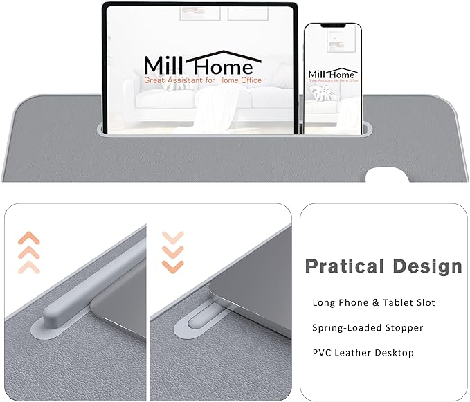 Millhome Lap Desk | Portable Laptop Desk – Fits Up to 17.3" Laptops – Detachable & Washable Cushion, Phone Holder, Device Ledge – for Writing, Working, Reading on Bed, Couch, Sofa, Floor – Black Skull