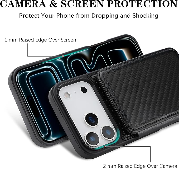 GUERNICA for iPhone 17 Pro (6.3") Case Wallet with Card Holder, RFID Blocking Leather Protection, Shockproof Women Men Phone Case for Apple 17 Pro, A - Black