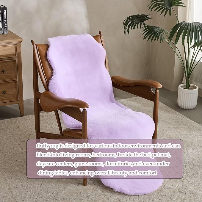 1700GSM Fuzzy Faux Sheepskin Fur Area Rug,Extra Soft Faux Fur Mat,Fluffy Shaggy Fur Rug for Bedroom Living Bedside Rug Room Decor-Lavender, 4 x6 ft