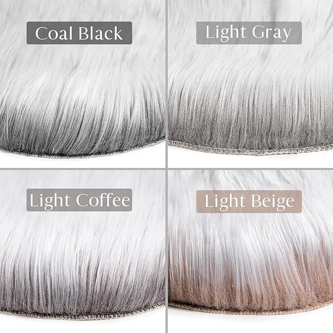 Ashler faux fur rug, Fluffy Shaggy Area Rug Ultra Soft 2 x 6 Feet Sheepskin Fur Rug, Frosted Bottom Gray Fuzzy Rug Machine Washable Shag Rug, Nursery Decor Throw Rugs for Bedroom, Living Room