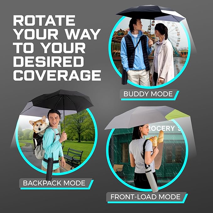 DROPTOP Windproof Compact Umbrella | Plus Crossbody Bag with Leakproof Lining | Hands-Free Carry for Wet or Dry Umbrellas | No Drips, No Hassles, Black