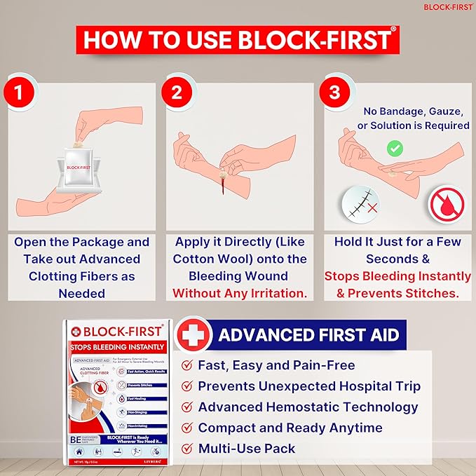 Advanced First Aid Kit– Stops Bleeding Instantly & Prevents Stitches, Emergency Trauma Medical Kit for Home, Car, Travel, Camping, Hiking, Office, Sports, Outdoor Survival, Multi-Use Pack