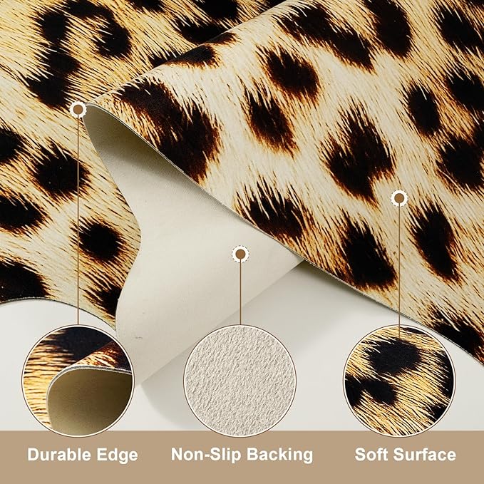 AROGAN Premium Leopard Print Rug 4.6x5.2 Feet, Faux Fur Cheetah Rug, Non-Slip Animal Print Hide Leopard Skin Area Rug for Bedroom Living Room Home Decor