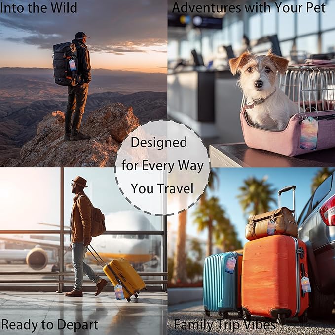 Sunrise Luggage Tag 3 Pack Travel Cruise Luggage Tags for Suitcases, Suitcase Tags Identifiers Bag Tags with Privacy Flap, Baggage Name Tag for Women Men Luggage Backpack Handbag School Bag