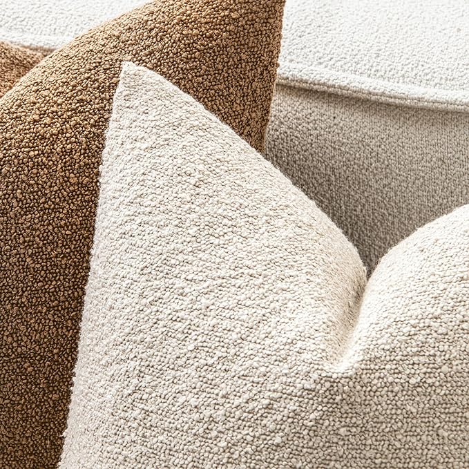 MIULEE 18x18 Inch Christmas Decorative Pillow Covers for Couch Bed Set of 2 Textured Boucle Neutral Winter Throw Pillows Natural Beige Accent Solid Cushion Pillowcases Sofa Livingroom Home Decor