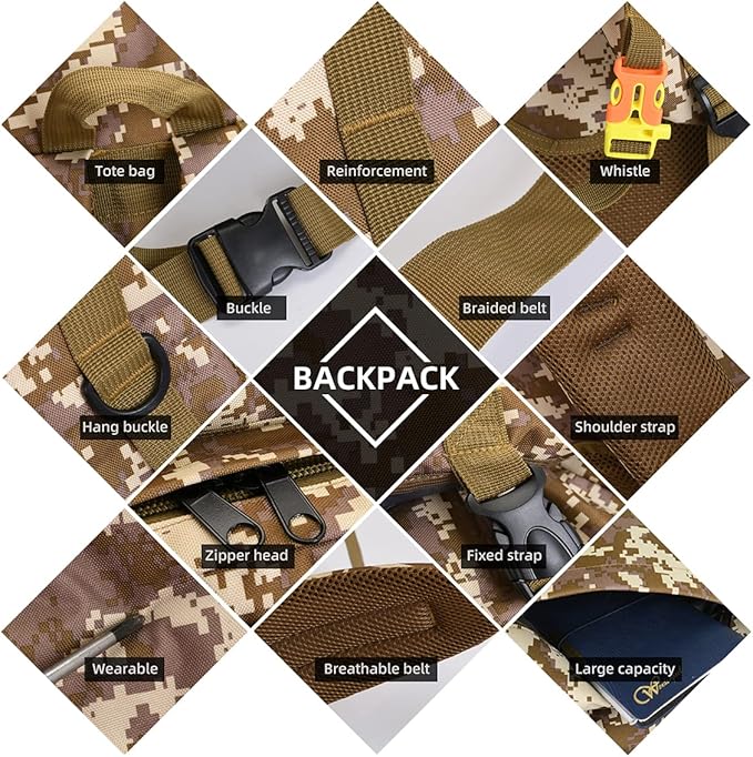 HongXingHai 100L Camping Hiking Backpack,Molle military Tactical rucksack backpack,Waterproof Lightweight Hiking Backpack (CityCamo-C)