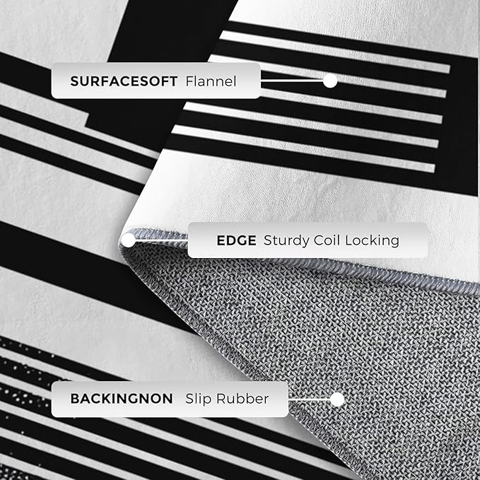 Black and White Stripe Rugs for Home Decor, 4x5 ft, Modern Stripes Area Rugs for Living Room, Soft Non Slip Washable Abstract Striped Carpet Bedroom Decorations Dt-Ghf-31