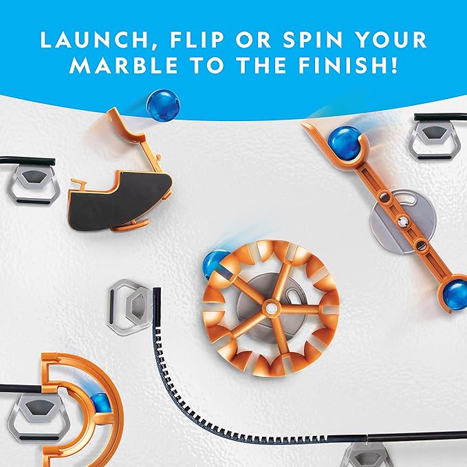 National Geographic Magnetic Marble Run - 75-Piece STEM Building Set for Kids & Adults with Magnetic Track & Trick Pieces & Marbles for Building A Marble Maze, STEM Project