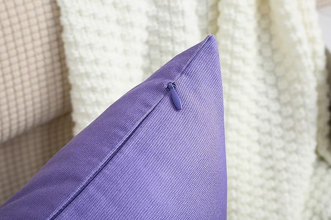 TangDepot Handmade Decorative Solid 100% Cotton Canvas Throw Pillow Covers/Pillow Shams, (14" x14" , Violet, 1 Count (Pack of 1))