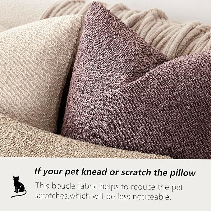 Foindtower Decorative Textured Boucle Throw Pillow Covers Accent Solid Pillow Cases Neutral Soft Cozy Couch Cushion Case for Chair Sofa Bedroom Living Room Home Decor 24x24 Inch,1PC,Dark Purple